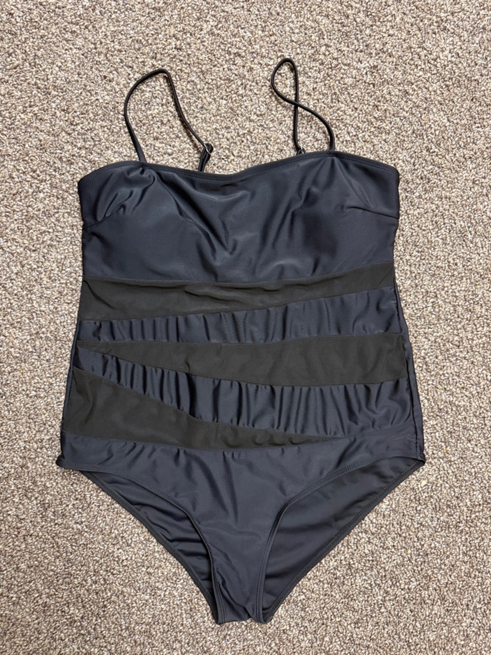 SHEIN Maternity Black Mesh One Piece Swimsuit Size M NWOT